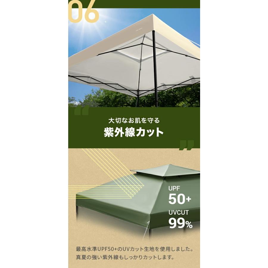 タープテント 2.5m ワンタッチタープテント ブラックコーティング 簡単 おしゃれ 大型 軽量 日除け UVカット 防水 アウトドア 3ヵ月保証 | MODERN DECO | 13
