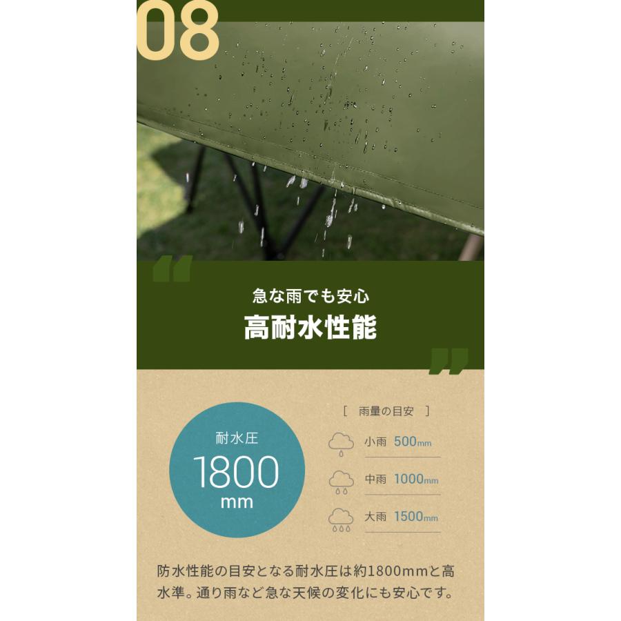 タープテント 2.5m ワンタッチタープテント テント本体 簡単 おしゃれ 大型 日除け UVカット 防水 アウトドア ソロキャンプ 3ヵ月保証 | MODERN DECO | 16
