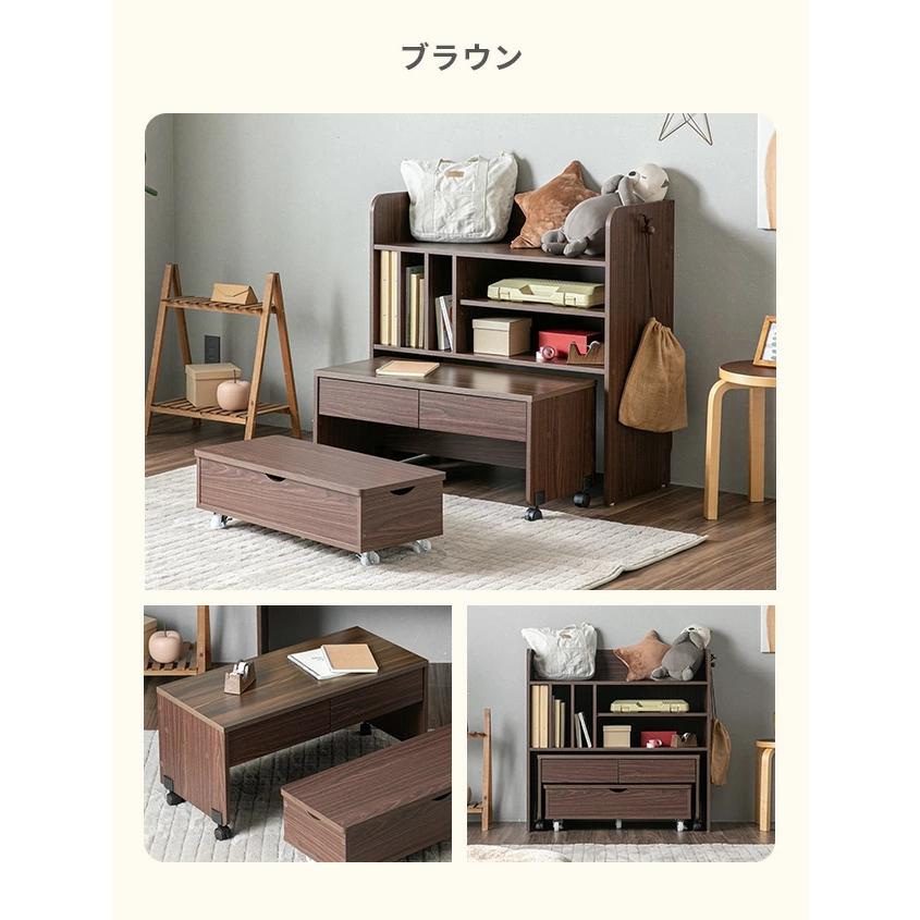 学習机 キッズデスク ランドセルラック 学習デスク ラック 収納 テーブル デスク ベンチ キッズ リビング学習 キャスター付き おもちゃ収納 コンパクト | MODERN DECO | 19