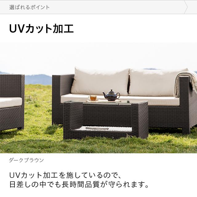 ガーデンテーブル ラタン調 防水 屋外用 長方形 テーブル ガラス