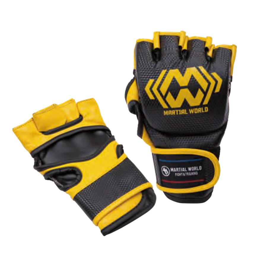 マーシャルワールド 【マーシャルワールド】MMAグローブ Training・黄（PG82-L-YL）オープンフィンガー 格闘技 合皮 ...