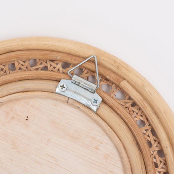 ラタン ミラー 鏡 かがみ スタンドミラー 卓上ミラー 籐 丸型