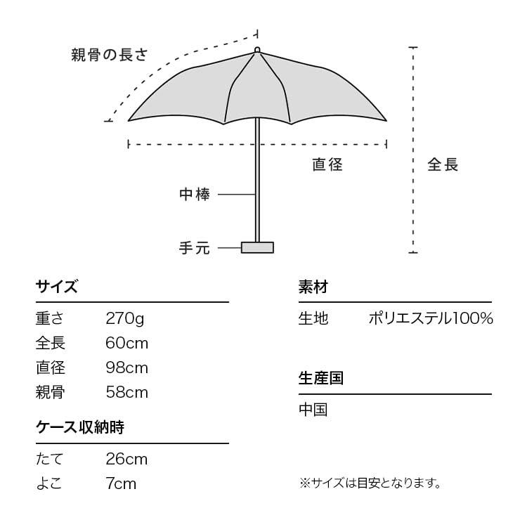 Wpc. ワールドパーティー 2023年 雨傘 UNISEX BASIC FOLDING UMBRELLA オルタネイトストライプ 58cm 雨晴兼用 メンズ レディース 折りたたみ傘 UX001-081-002｜donguri-tree｜07