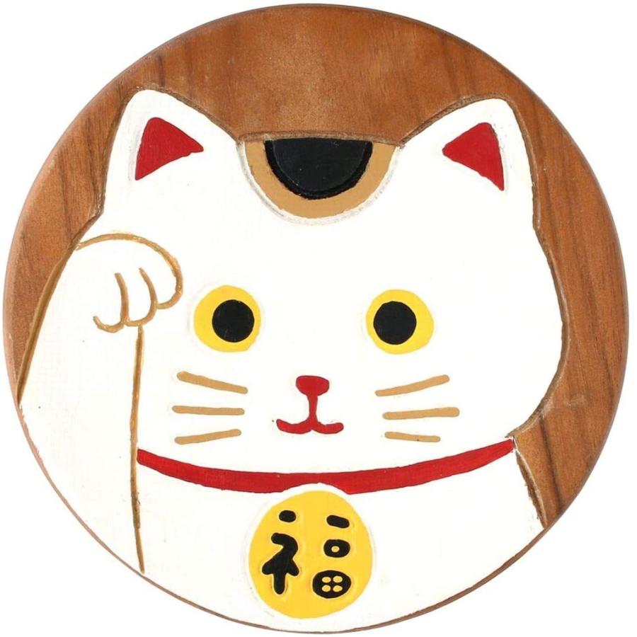 トモコーポレーション 招き猫 木製 イス 椅子 ラウンドスツール 