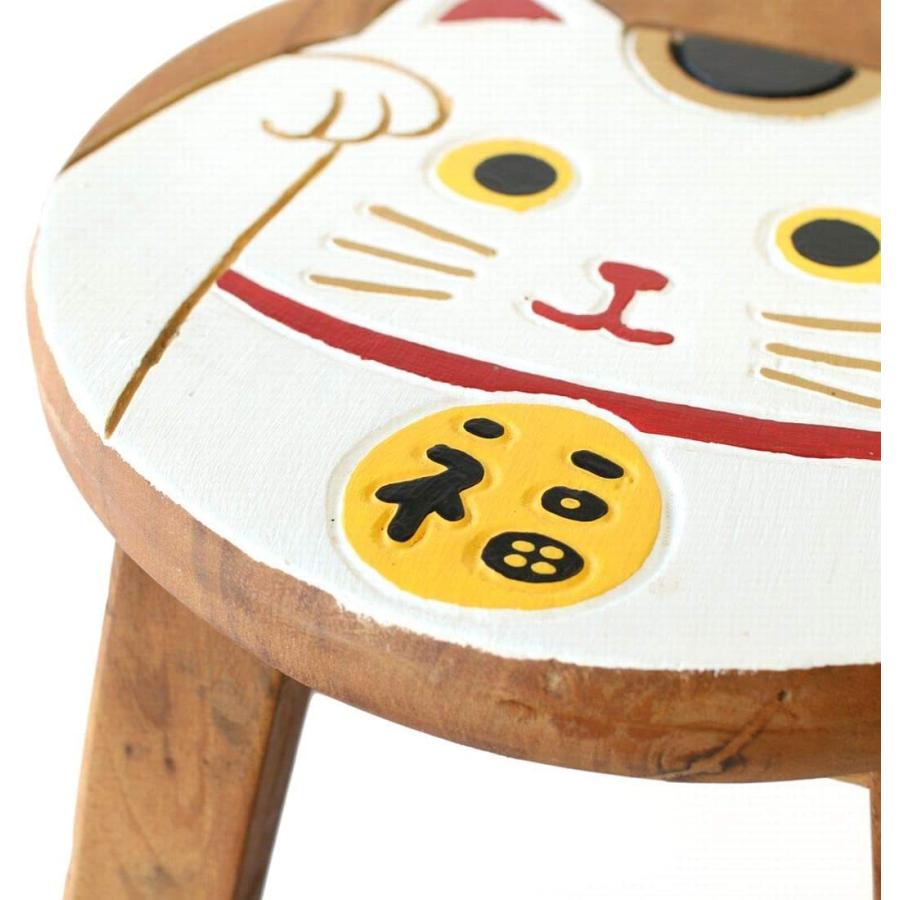トモコーポレーション 招き猫 木製 イス 椅子 ラウンドスツール 