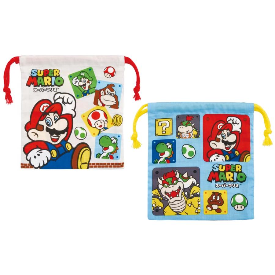 スケーター SKATER マチ付 お弁当 巾着袋 2枚セット スーパーマリオ 23