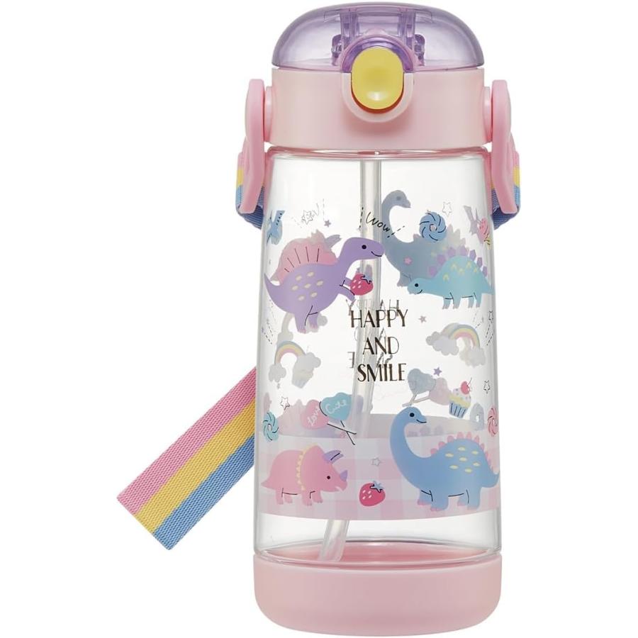 SKATER スケーター 水筒 ハッピー&スマイル レインボー 480ml クリアボトル ストロー付き 子供用 PDSH5-A (プレゼント 入学祝い 入園準備 入学準備 保育園) | スケーター