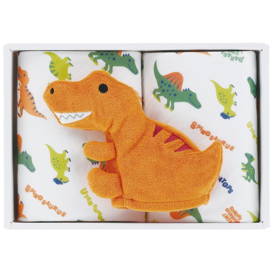 SKATER スケーター ベビー お世話 セット マスコット付 ハンドタオル ギフト プレゼント 贈り物 ディノサウルス ピクチャーブック 恐竜 SET1098-A (子供 男の子) | スケーター | 01
