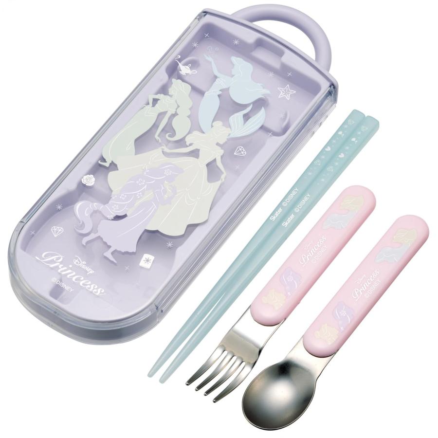 SKATER スケーター 子供用 お弁当 トリオセット 箸 スプーン フォーク キッズ カトラリー 抗菌 加工 日本製 ディズニー プリンセス シルエット 女の子 TACC2AG | スケーター