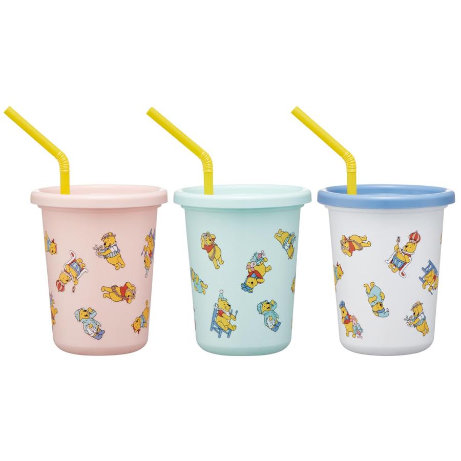 SKATER スケーター ストロー付き タンブラー 320ml 3個 ディズニー くまのプーさん SIH3ST (プレゼント 運動会 幼稚園 小学校 子供 女の子 小学生 かわいい) | スケーター