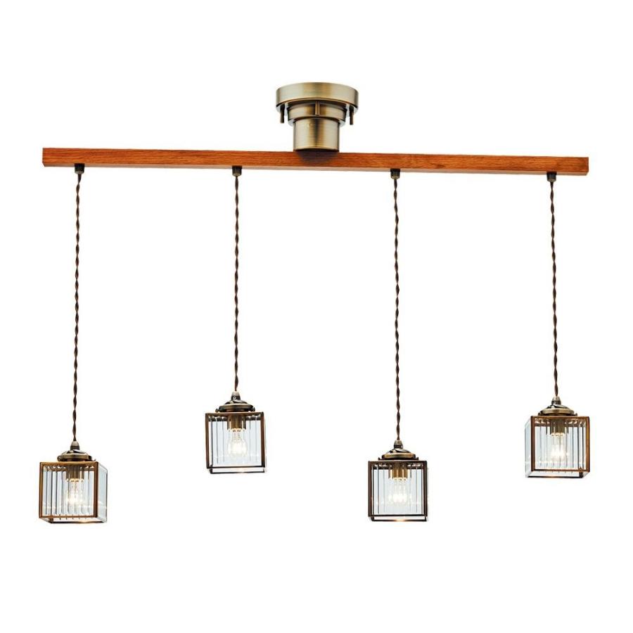 INTERFORM インターフォルム ペンダントライト Kostka -dangle4- コストカ -ダングル4- クリア ストライプガラス 電球別売 LT-8876ST (プレゼント 新生活応援)