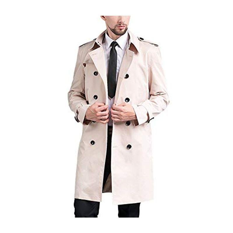 手数料安い ７サイズ トレンチコート メンズ ステンカラー トレンチ コート ダブルボタン ミドル丈 コート アウター ベルト付き 防風 大きサイズ ビ 驚きの安さ Joilycoffee Vn
