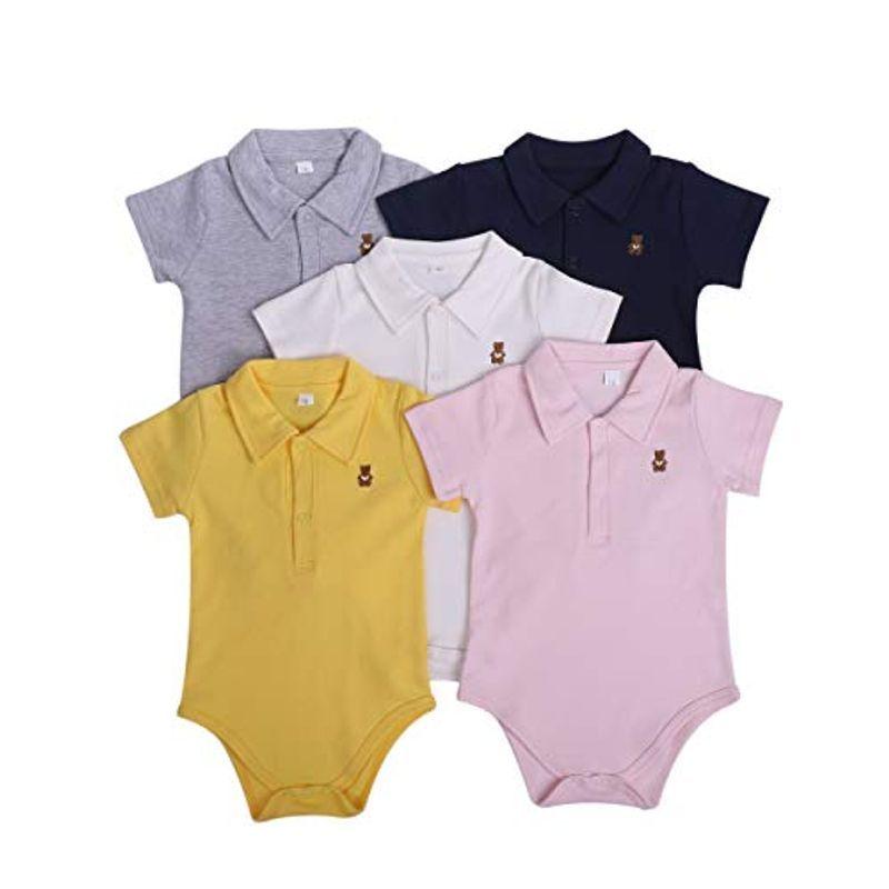 F 039 S Maumu 男の子 女の子 新生児 赤ちゃん ベビー ポロシャツ ベビー服 半袖 おしゃれトップス Tシャツ 夏服 お出かけ ロンパ 1年保証