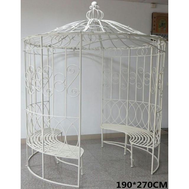 アイアンの鳥さん　外構・屋根　洋瓦に使用 ゴージャス アイアン製 ガゼボ ベンチ付き ガーデン ファニチャー 屋外