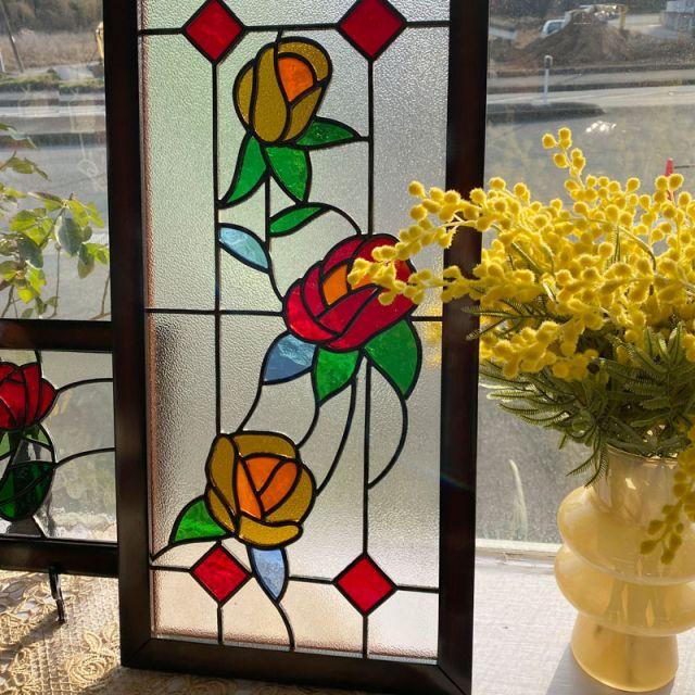 ステンドグラスパネル木枠付き