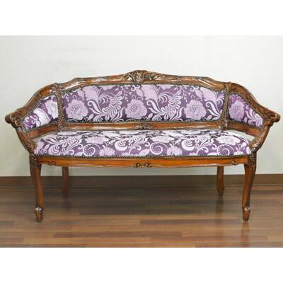 Venezia／クラシック花柄調／２人掛け／ マホガニー ／アンティーク Venezia／クラシック花柄調／2人掛け／ マホガニー ／アンティーク