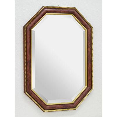ミラー 八角ミラー 50x70cm オーク 送料無料 面取り 高級 鏡 壁掛け 