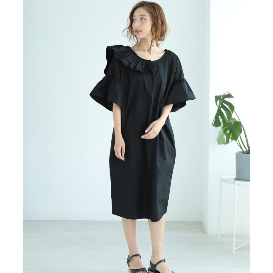 ワンピース ワンサイドフリルネックワンピース レディース ワンピ ラウンドネック ロング丈 Donoban Daf906op003 メンズファッション Stylise 通販 Yahoo ショッピング
