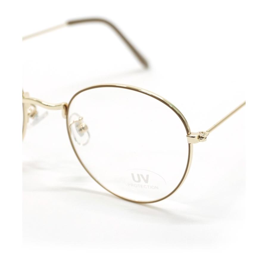 市場 伊達メガネ Uvカット ブラック メンズ 黒 ボストン 金 丸 レディース メタルフレーム 紫外線予防