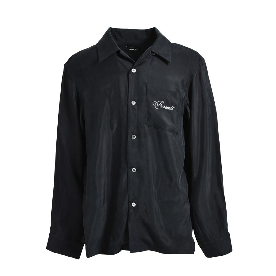 BREATH ブレス メンズ シャツ SCRIPT LOGO SATIN SHIRT ブラック 
