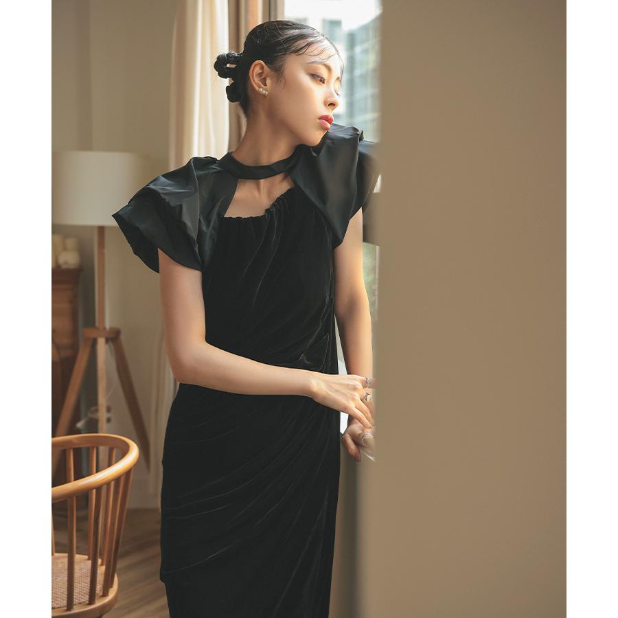 DONOBAN レディース ワンピース ドレス drape velour dress DONOBAN レディース ワンピース ドレス drape velour dress