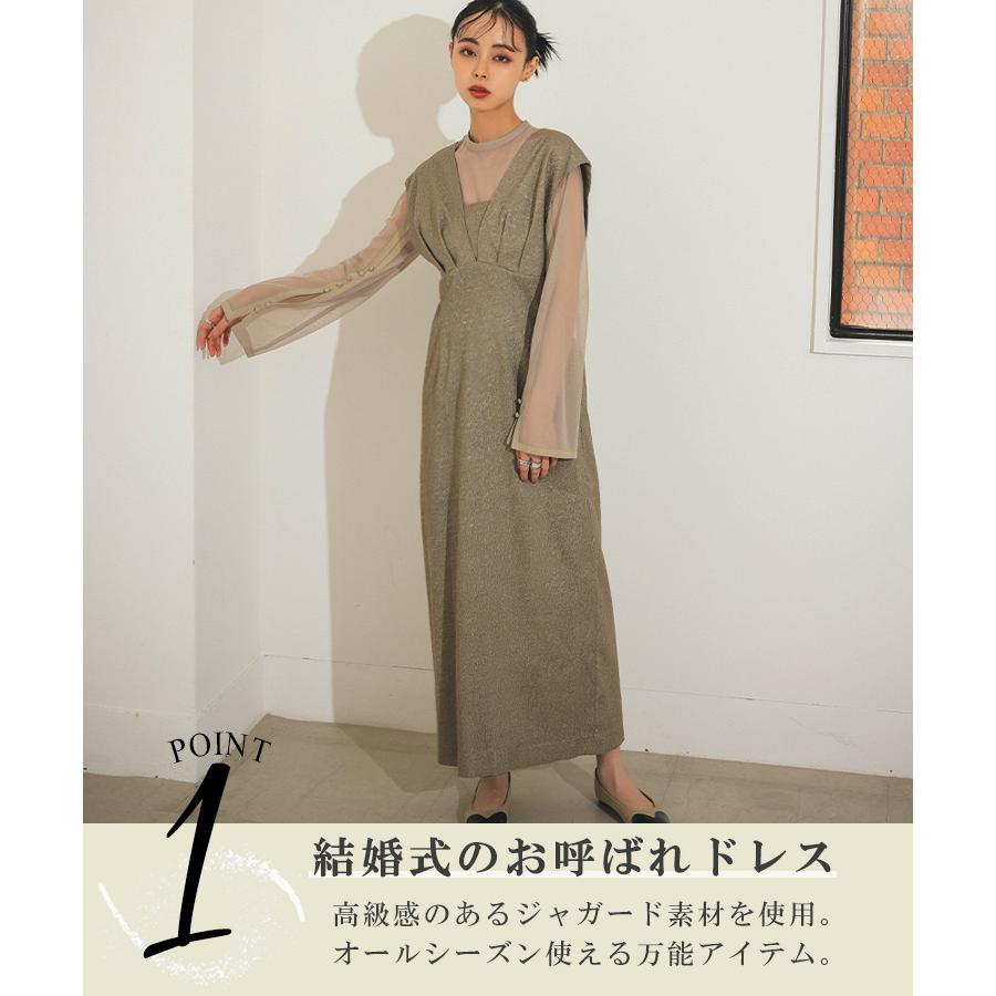 DONOBAN レディース ワンピース ドレス V line jacquard dress DONOBAN レディース ワンピース ドレス V line jacquard dress