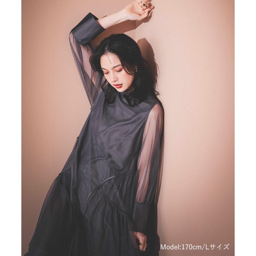 レディース ワンピース ドレス piping tulle dress ANDRESD パイピング 