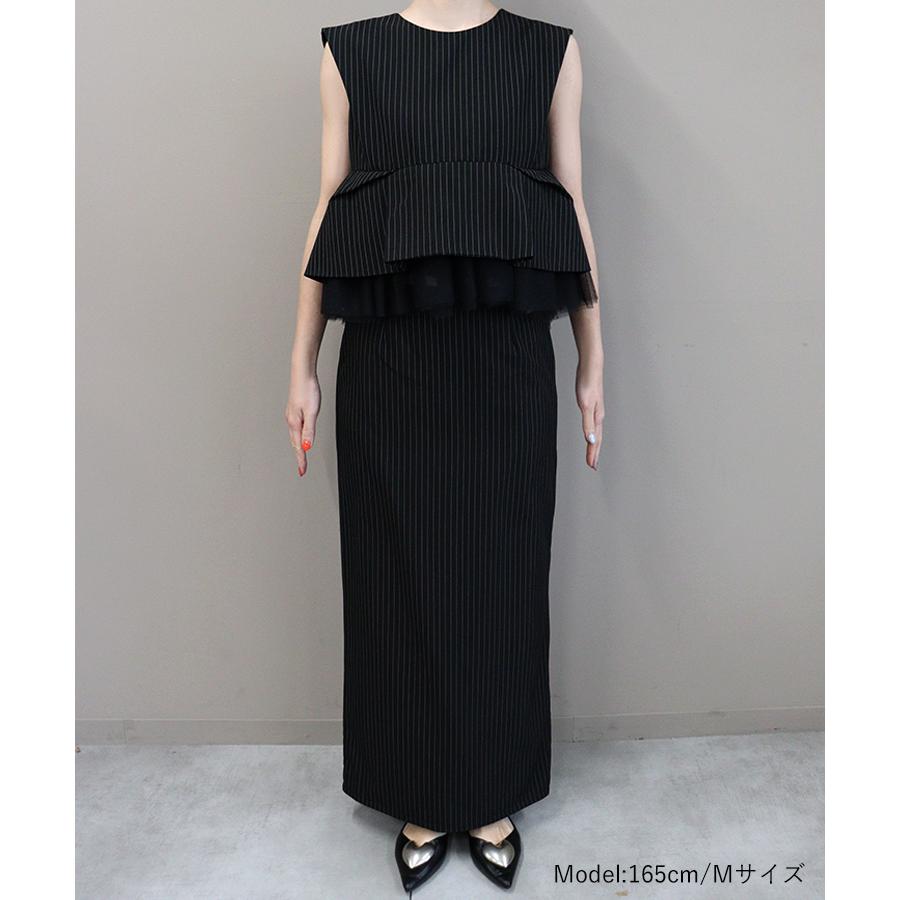レディース ワンピース ドレス ANDRESD アンドレスド pinstripe peplum 