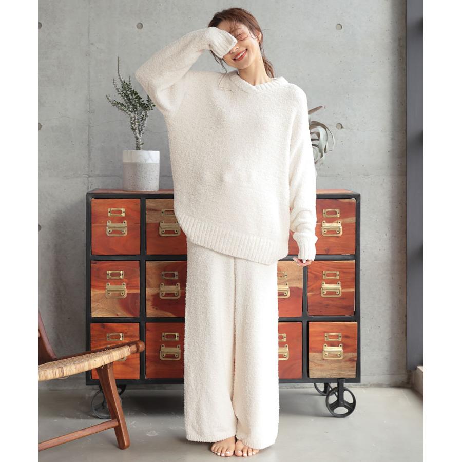 ルームウェア もこもこルームウェア上下セット 秋 冬 レディース パジャマ 部屋着 ナイトウェア 長袖 セットアップ ワイドパンツ おうち時間 厚手 あったか Dam008rw01 Donoban ドノバン 通販 Yahoo ショッピング