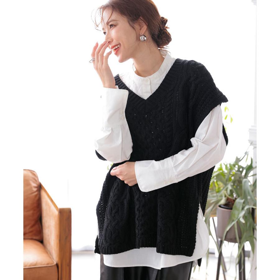ニット ケーブルvネックベスト レディース ベスト ニットベスト Vネック レイヤード トップス プルオーバー カットソー 重ね着 ブラウン ブラック Donoban Ddt011kt1052 Donoban ドノバン 通販 Yahoo ショッピング