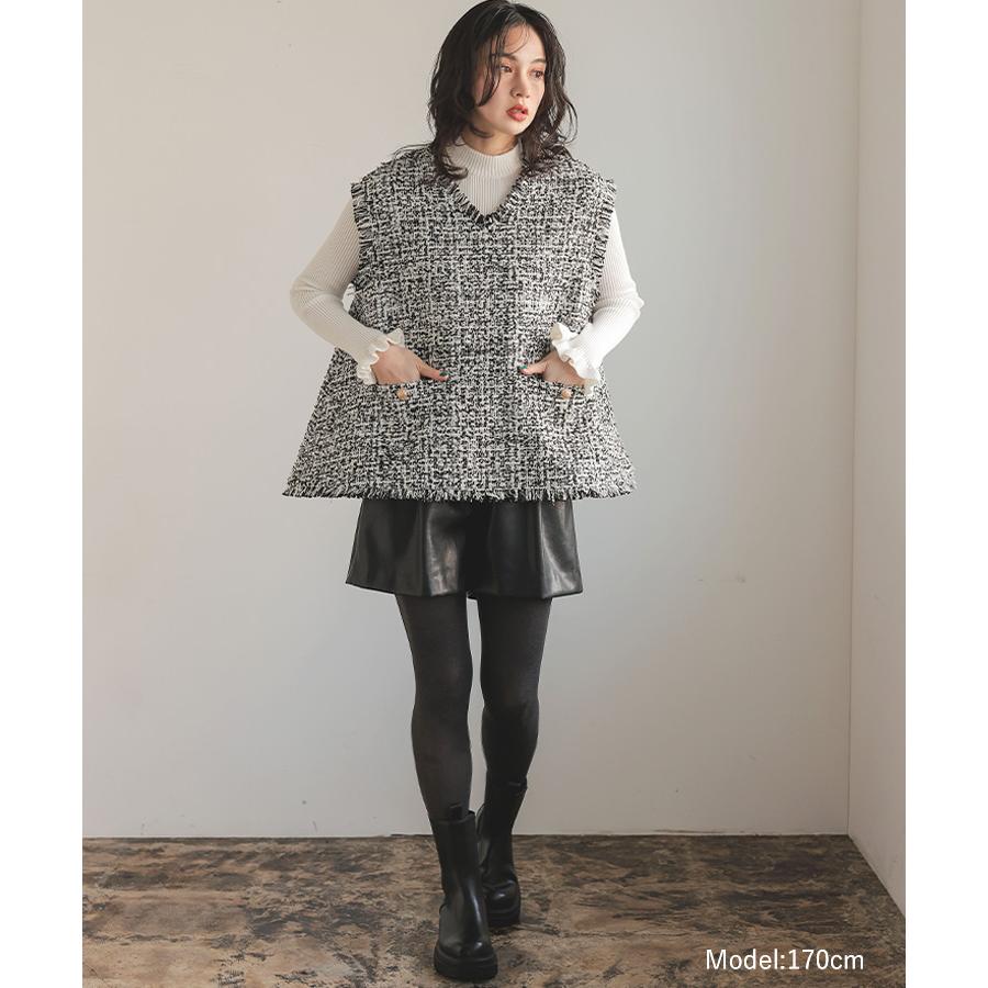 Donoban フレアーツイードジレ ノースリーブベスト 【Donoban】フレア