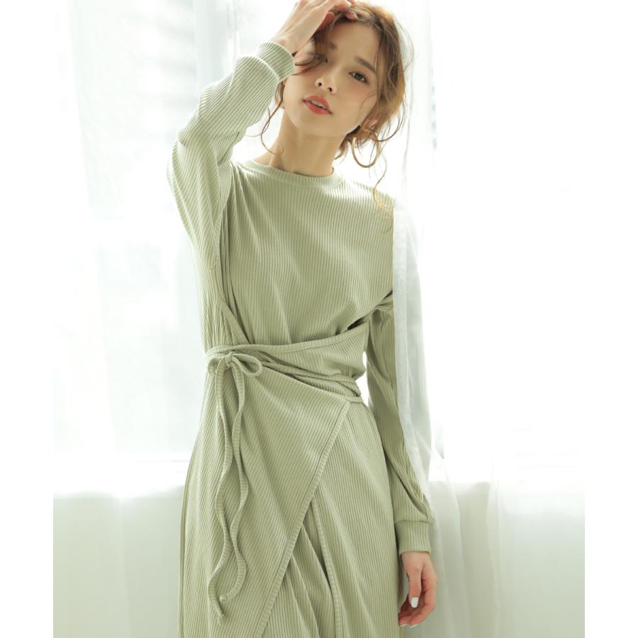 ワンピース スプリングカラーリブニットワンピ レディース カットソー ロング丈 細リブ 華奢見え Donoban Dk002op Hs212 Donoban ドノバン 通販 Yahoo ショッピング