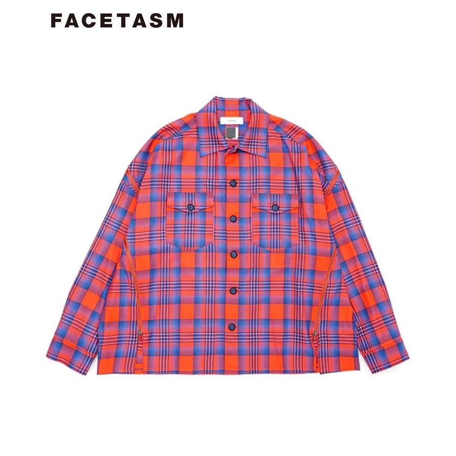 FACETASM ファセッタズム シャツ メンズ CHECK ZIPPER SHIRT ネイビー 