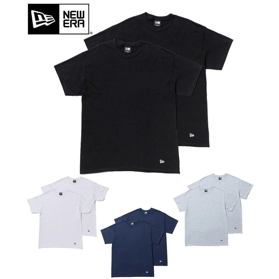 NEW ERA ニューエラ 半袖 2-Pack Tee ブラック ホワイト グレー ネイビー 11229178 11229177 12491826 12491825 ロゴ プリント キャップ NEWERA｜donoban