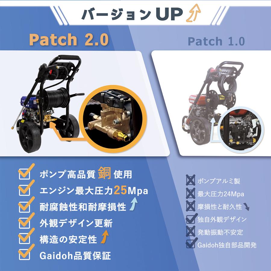 Gaidoh エンジン式高圧洗浄機 7.0HP 24Mpa 3500PSI 5つの噴射パターン コードレス 自吸 水道直結 電源要らず 2L洗剤タンク付き GS24MPA｜dooda-store｜09