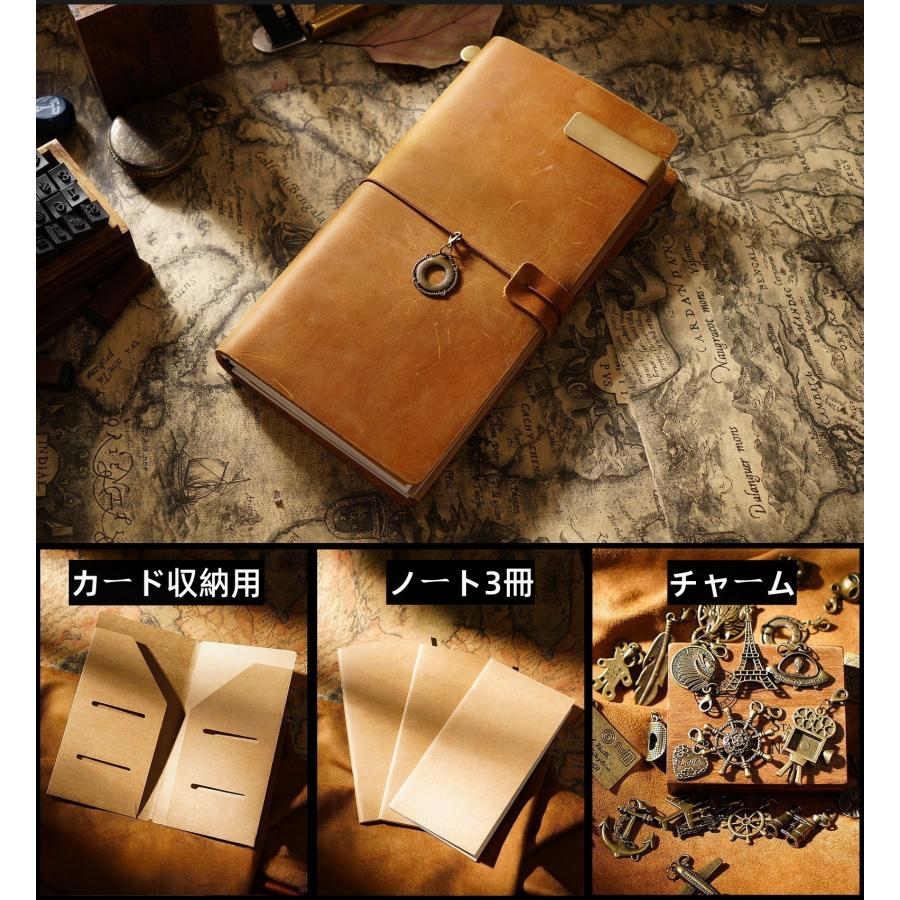 システム手帳 Mサイズ アンティーク レトロ レザー ノート メモ