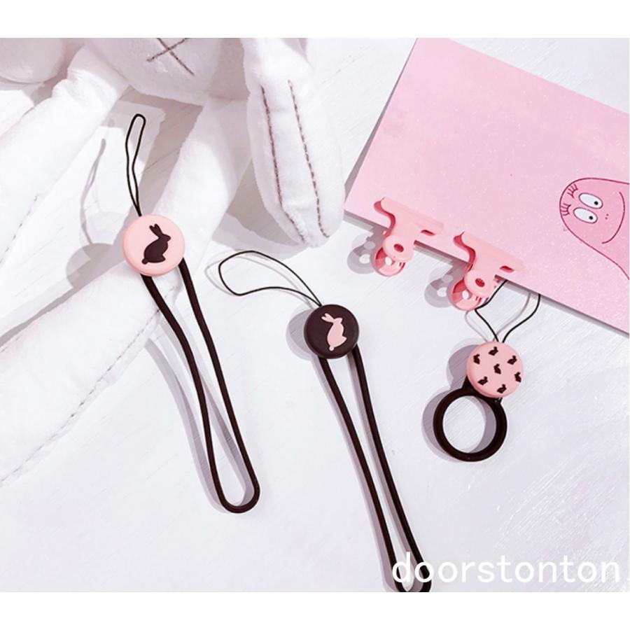 iPhone ウサギストラップ 落下防止 スマホ ストラップ リング