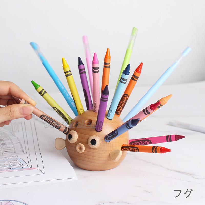 ペンスタンド 木製 ケヤキ ウッド ハリネズミペンケース 木製スタンド