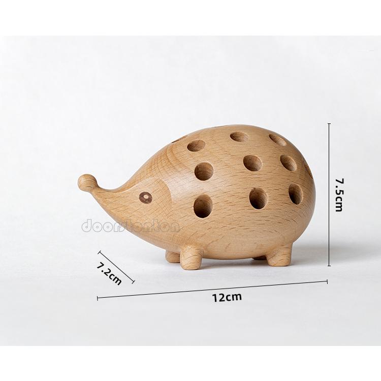 木製 ケヤキ ウッド ペンスタンド ハリネズミペンケース 木製スタンド