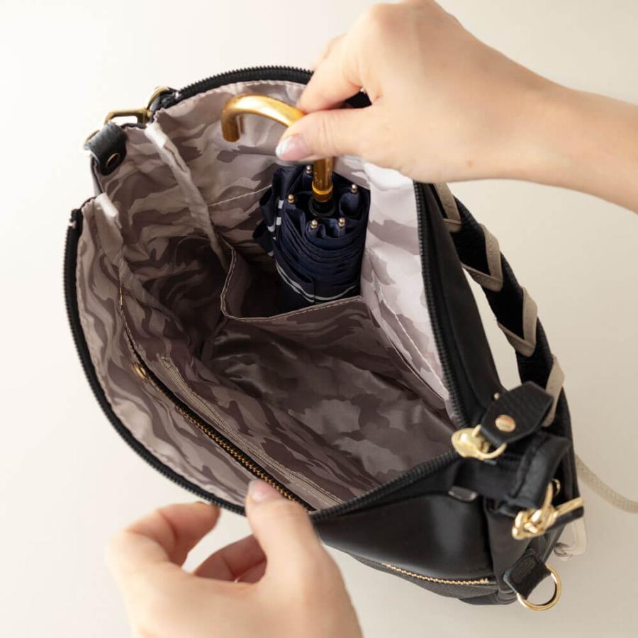 折りたためる高機能 5way ショルダーバッグ レザー編みハンドル 折りたためる高機能 5way ショルダーバッグ レザー編みハンドル