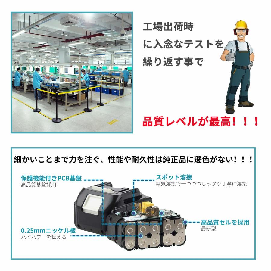 マキタ 18V 大容量 6.0Ah 互換 バッテリー BL1860B makita 電池残量表示付き 1年保証付き｜dorald｜05