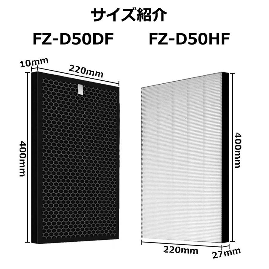 SHARP(シャープ)互換品 集じんフィルター FZ-D50HF 脱臭フィルター FZ-D50DF 加湿空気清浄機用 FZ-F50DF HEPA 交換用 非純正 互換 fzd50hf fzd50df｜dorarecoya｜11