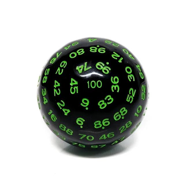 100面ダイス【黒＆緑】 24HDD37 : サイコロ専門店ドラタコ ヤフー店