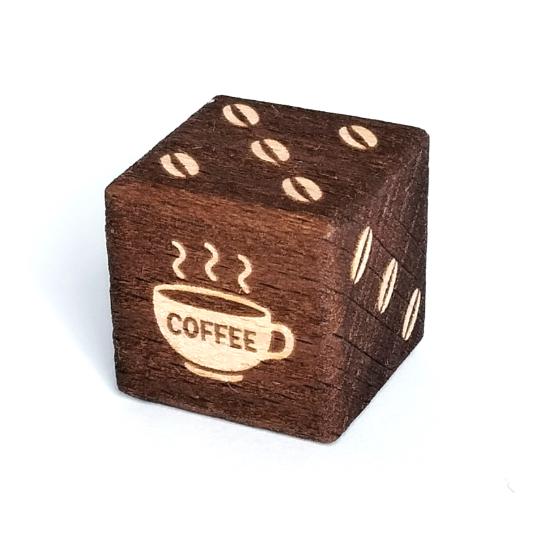 コーヒー【木製20mm・ブラック珈琲】6面ダイス DTDcoffee03 : サイコロ