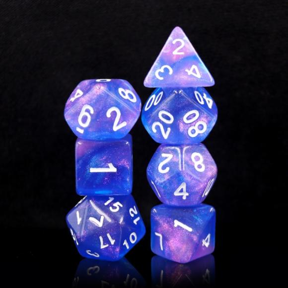 ラメ加工【サファイアファントム】 多面体ダイス7個セット HDAR19
