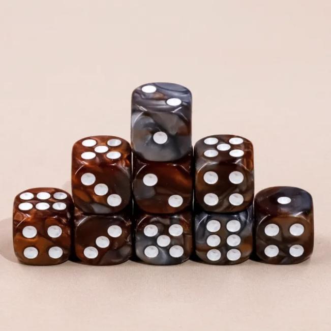 単品◇12mm【ブラウン・シルバー】6面サイコロ(ダイス) hdsp20