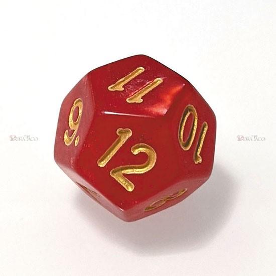 サイコロ ダイス／単品◇パール調【赤/金】12面サイコロ(ダイス