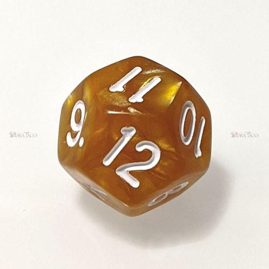 サイコロ ダイス／単品◇パール調【黄茶】12面サイコロ(ダイス
