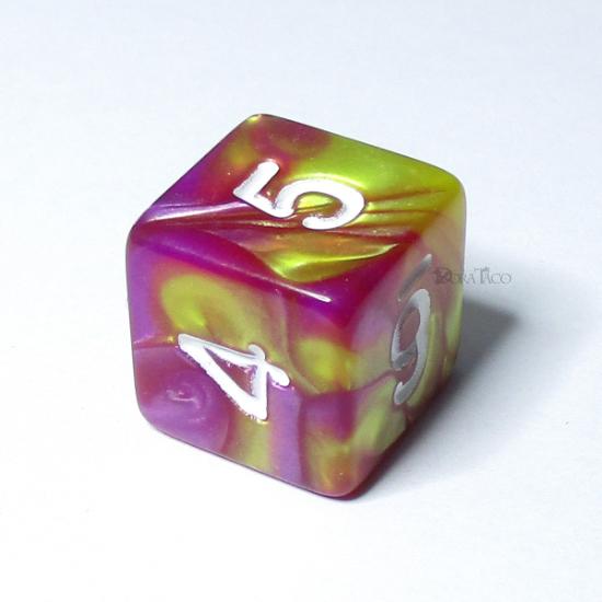 マーブル【マゼンダ・黄土＆白】6面サイコロ : サイコロ専門店ドラタコ