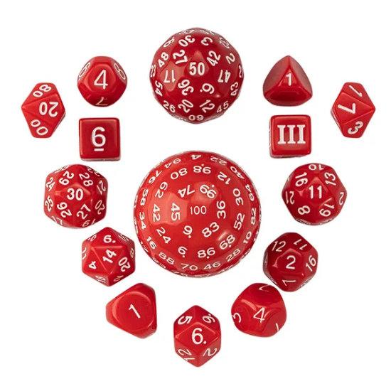 3〜100面ダイス 多面体15個セット【レッド】 : サイコロ専門店ドラタコ